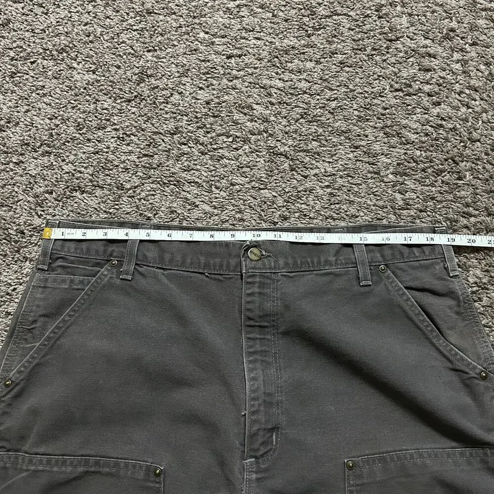 Vintage Carhartt Double Knee Work Pants Duck Canvas Made in USA Faded Gray 38x36